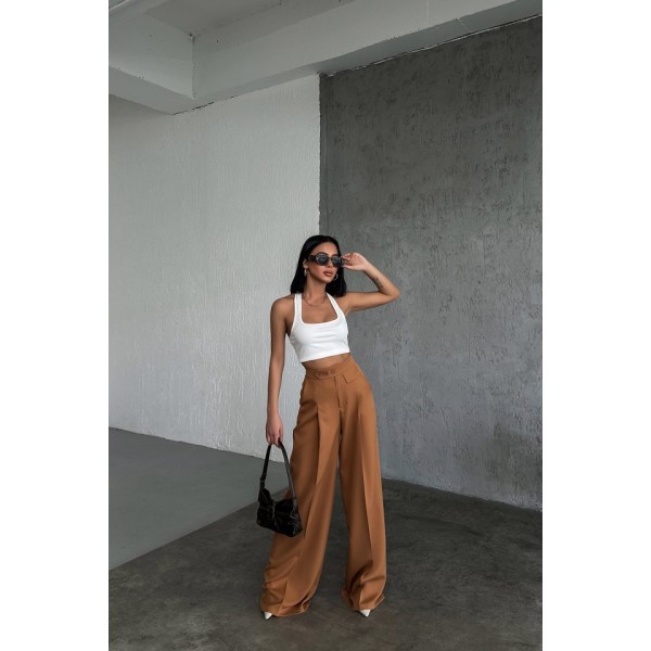 Üç Düğme Detayli Palazzo Pantolon