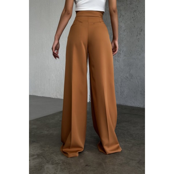 Üç Düğme Detayli Palazzo Pantolon