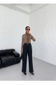 230 Gr Poly Viscose Lycra Metal Düğme Palazzo Pantolon