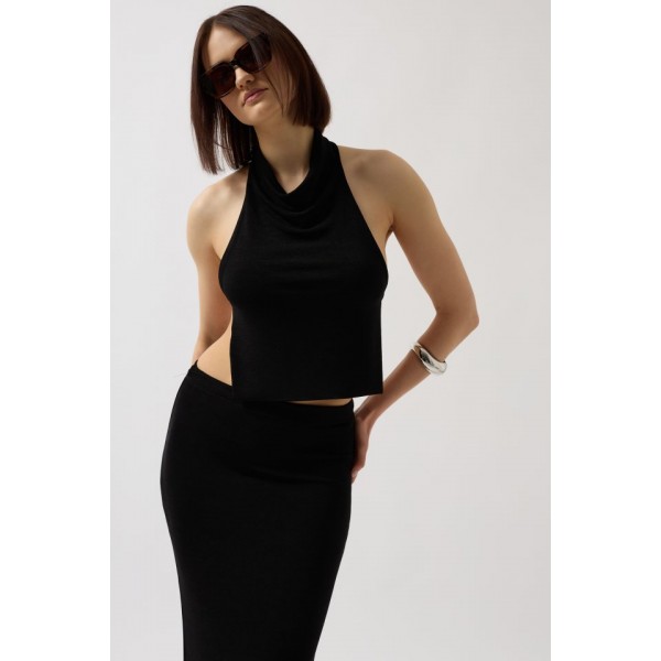 Parlak Kumaş Maxi Etek