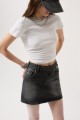 Asimetrik Kemer Denim Mini Etek