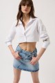Asimetrik Kemer Denim Mini Etek