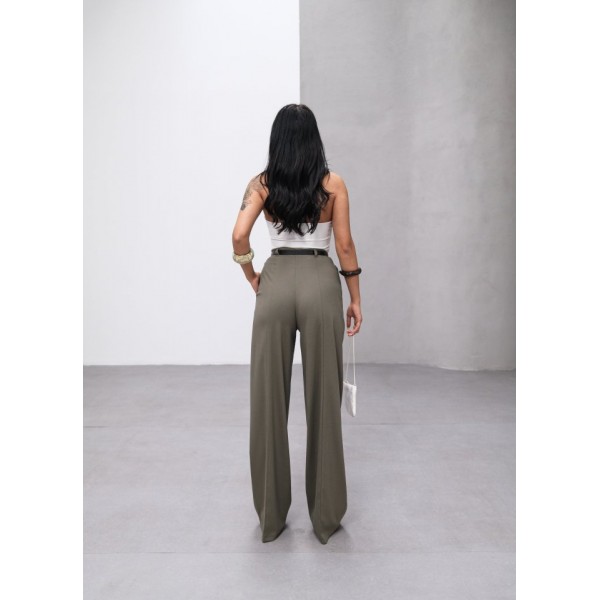 Poly Viscose Yüksek Bel Kemerli̇ Ve Dökümlü Palazzo Pantolon (Kemer Dahi̇l)