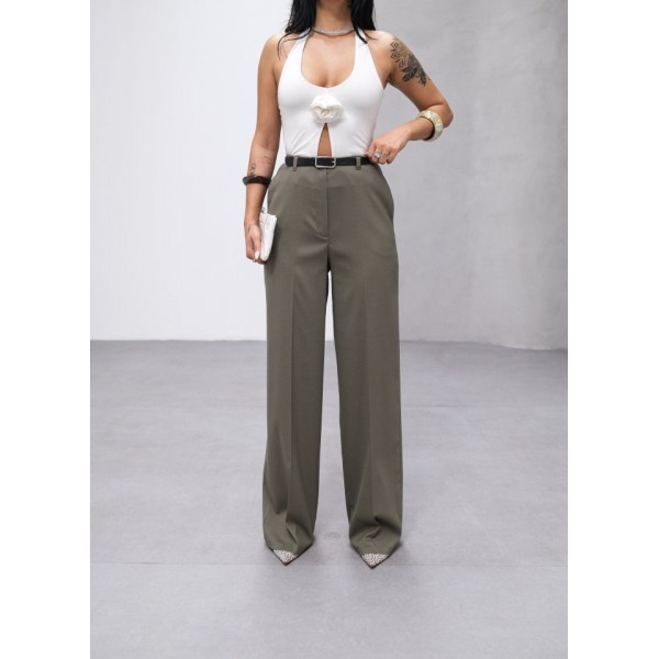 Poly Viscose Yüksek Bel Kemerli̇ Ve Dökümlü Palazzo Pantolon (Kemer Dahi̇l)