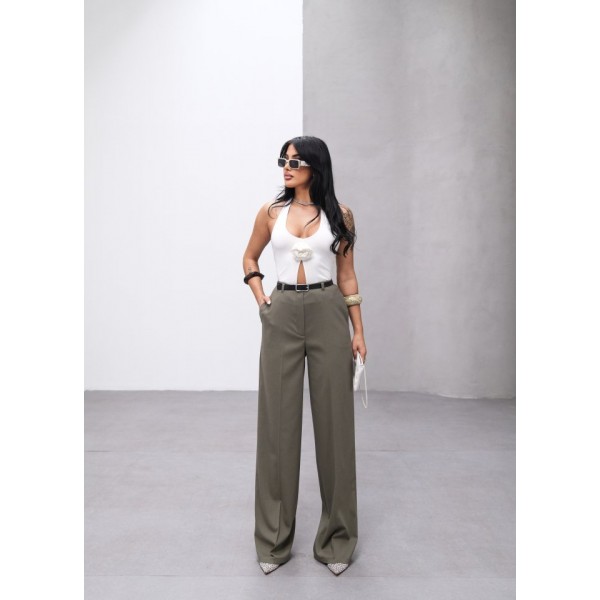 Poly Viscose Yüksek Bel Kemerli̇ Ve Dökümlü Palazzo Pantolon (Kemer Dahi̇l)