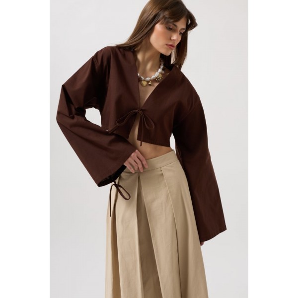 Bağlama Detay Uzun Kol Bluz