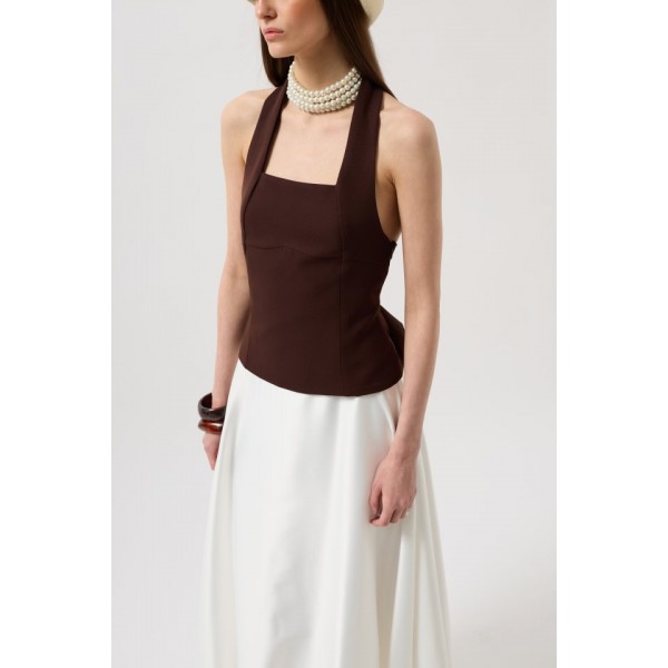 Kalın Askılı Crop Bluz