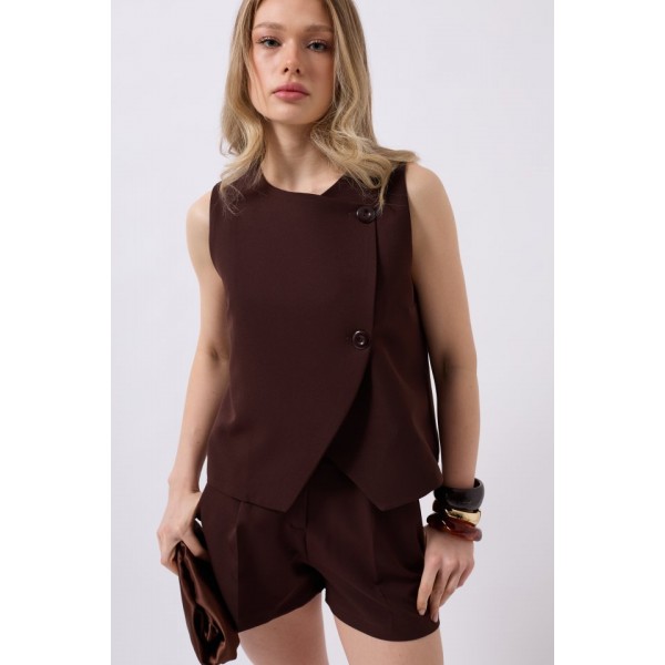 Yandan Düğmeli Dokuma Yelek