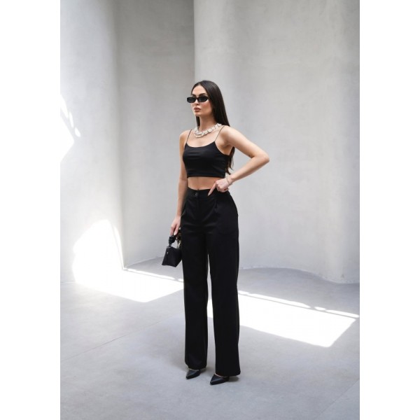 Arkasi Lasti̇kli̇ Pi̇leli̇ Dökümlü Wide Leg Pantolon