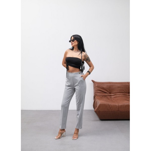 Dekorati̇f Düğmeli̇ Arka Bel Lasti̇kli̇ Pantolon