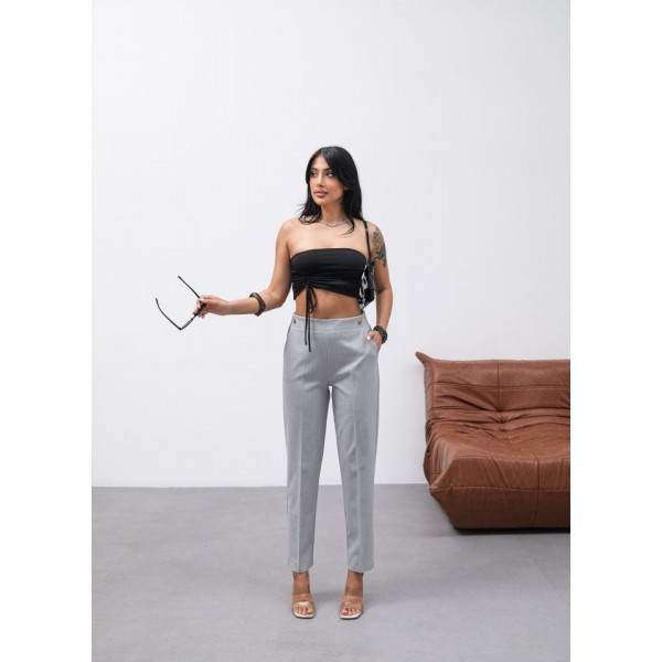 Dekorati̇f Düğmeli̇ Arka Bel Lasti̇kli̇ Pantolon