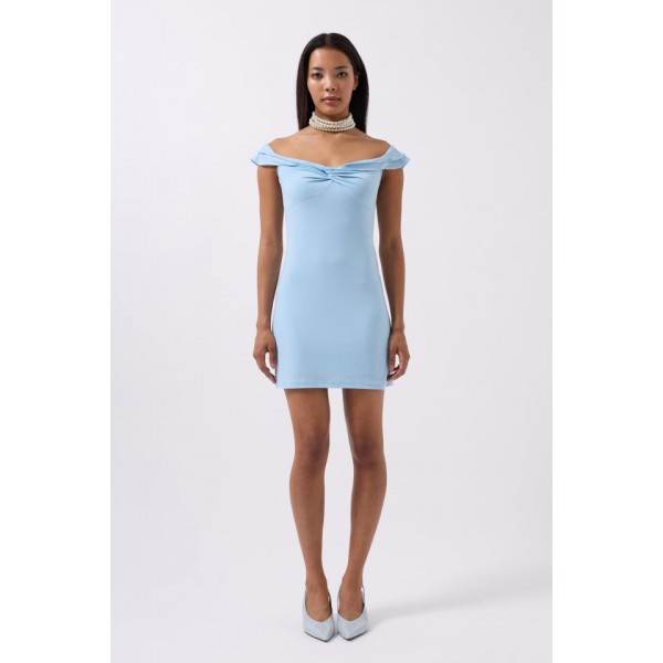 Büzgü Detay Omuz Askılı Mini Elbise