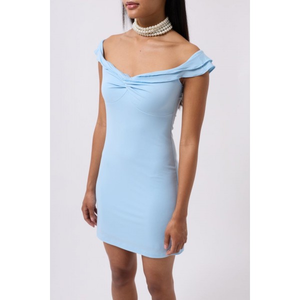 Büzgü Detay Omuz Askılı Mini Elbise