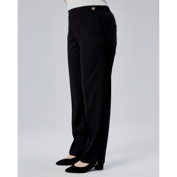 Dekorati̇f Düğmeli̇ Arka Bel Lasti̇kli̇ Büyük Beden Pantolon