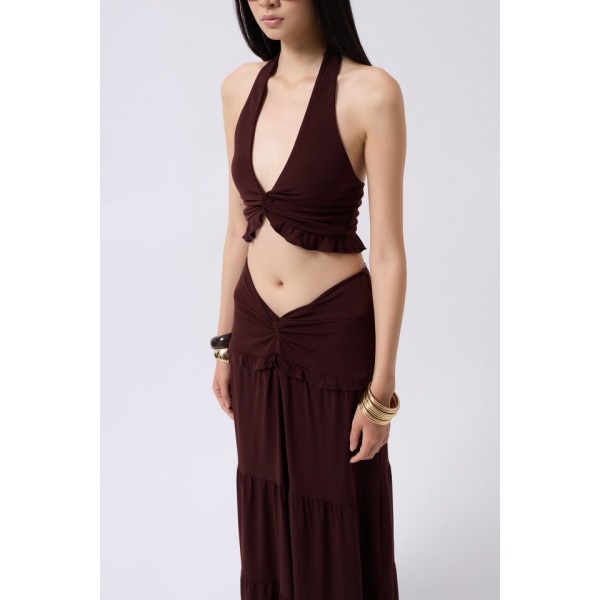 Düğüm Detay Fırfırlı Crop