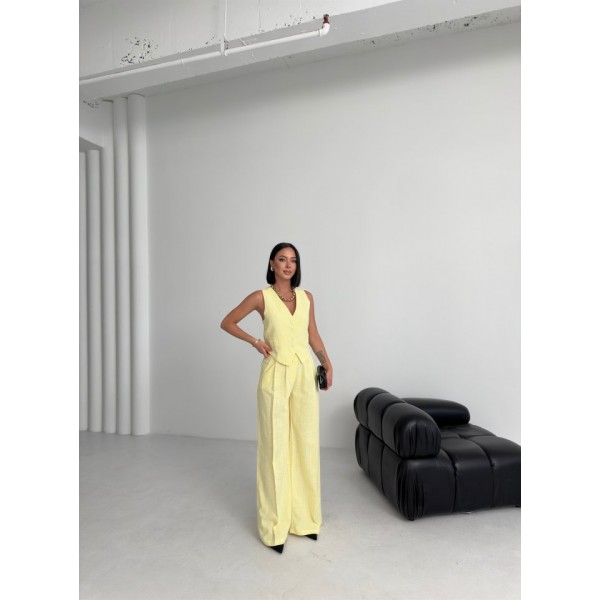 Keten Sirti Çapraz Geçi̇şli̇ Cepken Pantolon Takim