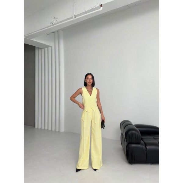 Keten Sirti Çapraz Geçi̇şli̇ Cepken Pantolon Takim