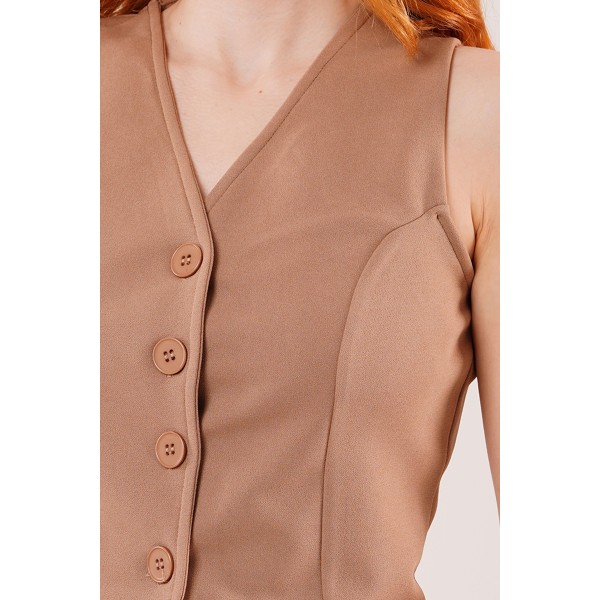 Önü Düğmeli Camel Yelek