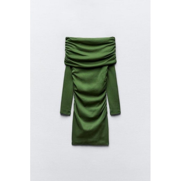 Kadın Madonna Mendil Yaka Fırsat ürün Büzgülü Mini Elbise