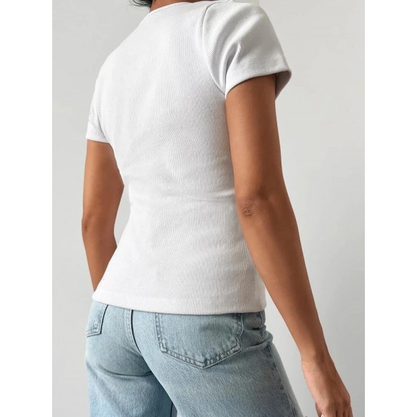 Kadın Beyaz Yaka Dantel Ve Fermuarlı Kaşkorse Bluz