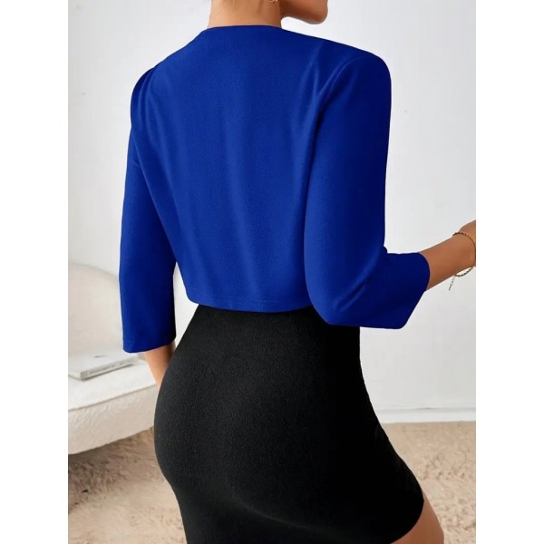 Kadın Truvakar Kol önü Açık Kısa Ithal Krep Ceket