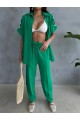 OMUZ MİDYE SIRALI BLUZ - PAÇA PENSLİ PANTOLON TAKIM - Yeşil
