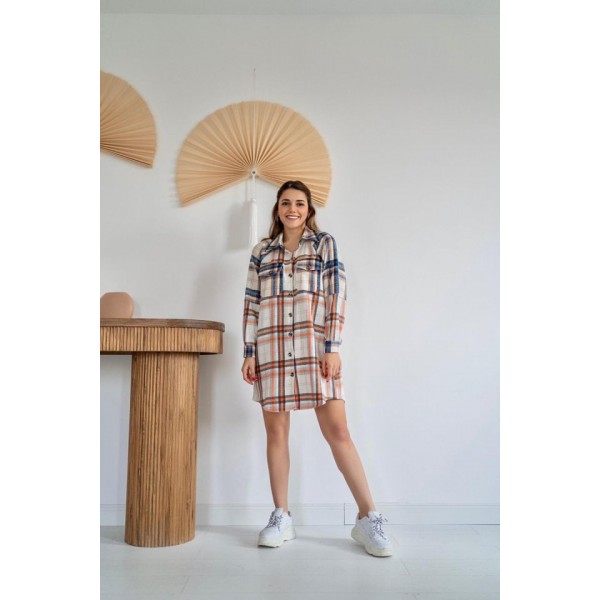 Oranj Oduncu Gömlek Elbise