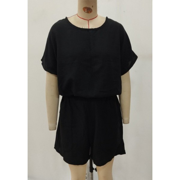 Kadın Kısa Kollu Yuvarlak Yakalı Ithal Keten Bluz Ve Short Ikili Takım