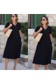 Kadın Kısa Kollu V Yaka Cepli Viskon Elbise