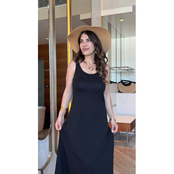 Kadın Askılı Yuvarlak Yakalı Viskon Elbise