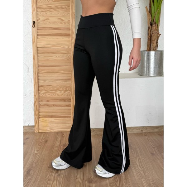 Kadın Yüksek Bel şerit Detaylı Ispanyol Paçalı Dalgıç Pantolon