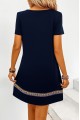Kadın Kısa Kollu V Yakalı Etnik Desen şerit Detaylı Viskon Elbise