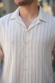 Erkek çizgili Keten Gömlek