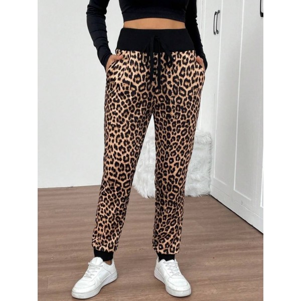 Kadın Yüksek Bel Bağcıklı Desenli Iki Iplik Pantolon