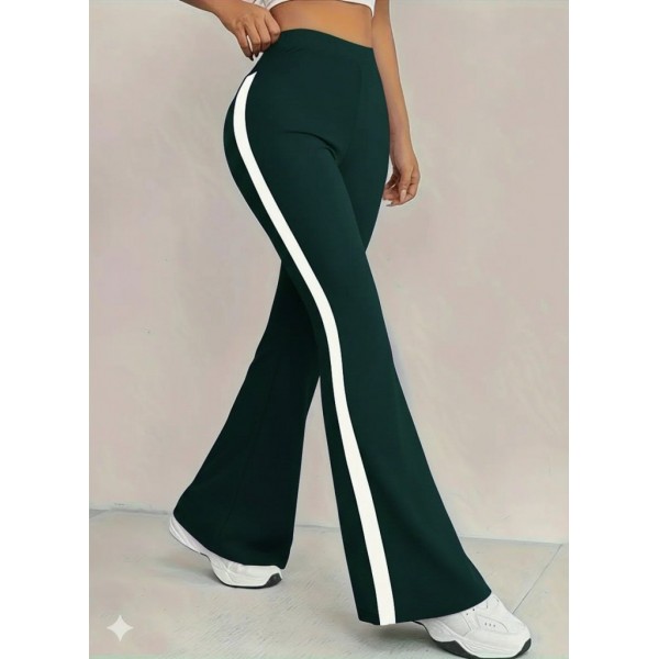 Kadın Yüksek Bel İspanyol Paçalı Yanlardan şerit Detaylı Dalgıç Tayt Pantolon