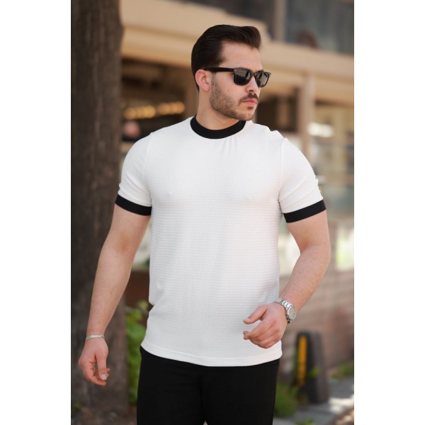 Erkek Bisiklet Yaka örme Pamuklu Kumaş Kısa Kollu T-shirt