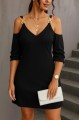 Kadın Uzun Kollu Askı Detay Iki Iplik Mini Boy Elbise