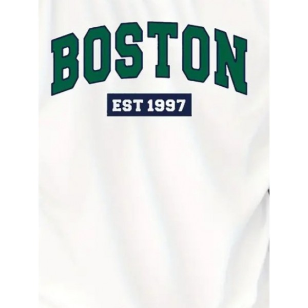 Erkek Boston Baskılı Süprem T-shirt