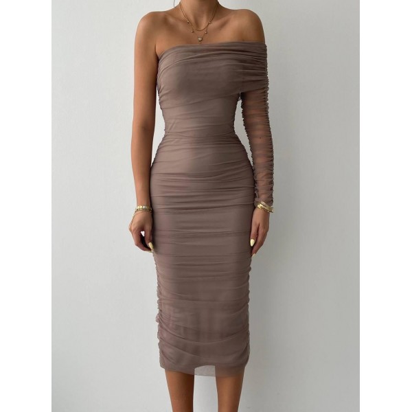 Polack Tek Omuz Tül Elbise