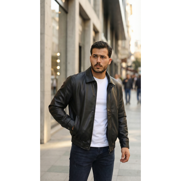 Erkek Astarlı Deri Ceket