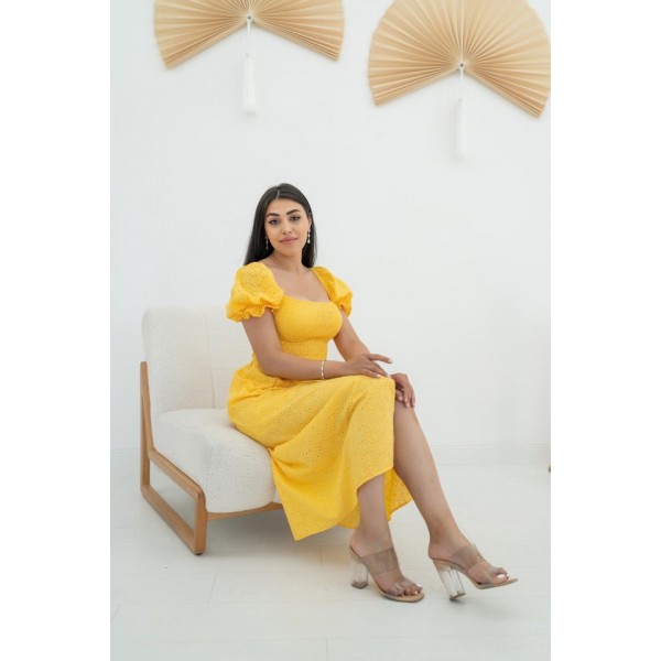 Sarı Tokalı Fisto Elbise