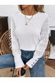 Kadın Uzun Kollu Bisiklet Yaka Kolları Tüllü Waffle Bluz