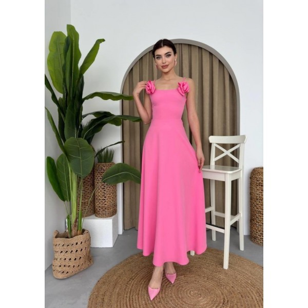 Matilda Gül İp Askılı Elbise