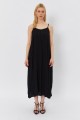 Askılı Uzun Çan Elbise - Siyah