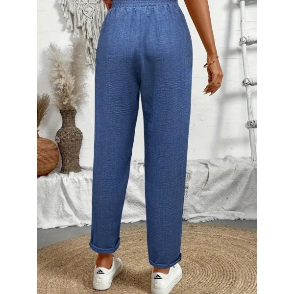 Kadın Yüksek Bel Lastikli Belde Bağcık Detaylı Aerobin Pantolon