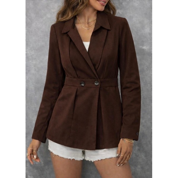 Kadın Düğme Ve Plise Detay Arkası Lastikli Ceket