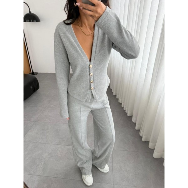 Selanik Kumaş Ön Düğmeli Ceket Çımalı PantolunTakım