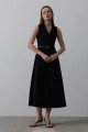 Sıfır Kollu Kemer Detaylı Elbise - Siyah