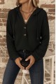 Kadın Uzun Kollu Kapşonlu önü Düğmeli Ve Bağcıklı Waffle Bluz