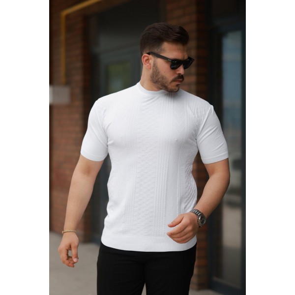 Erkek Desen Dokulu Kısa Kollu Tişört